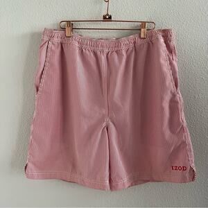 IZOD Men's Striped Pink/Orange Preppy Board Shorts Surf Beach Trunks Large